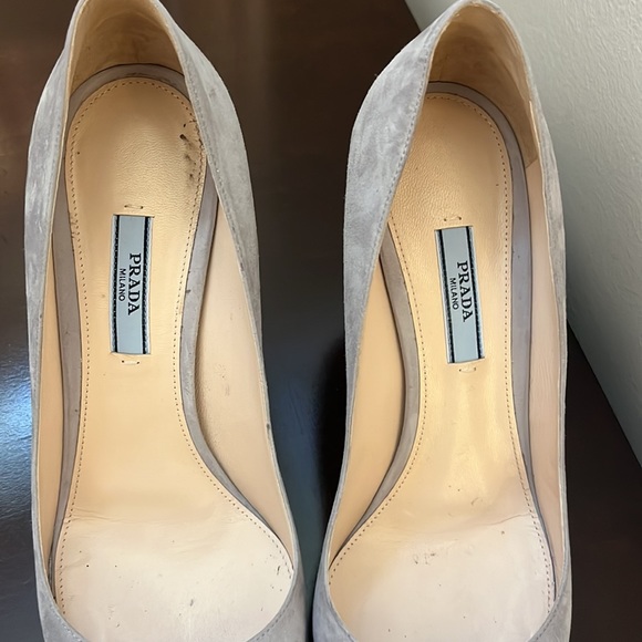 Light Gray Suade Prada Pumps - Picture 10 of 15